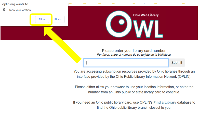 Click "allow location